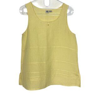 River Road Womens Yellow Sleeveless Linen Blend Tunic Tank Lagenlook Coastal
